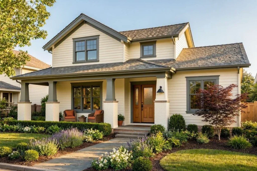 Beautiful asphalt shingle and metal roof enhancing the curb appeal of a home in McKinney, Texas