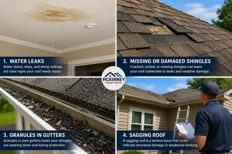 Professional roof inspection in McKinney, TX identifying early signs of roof damage.
