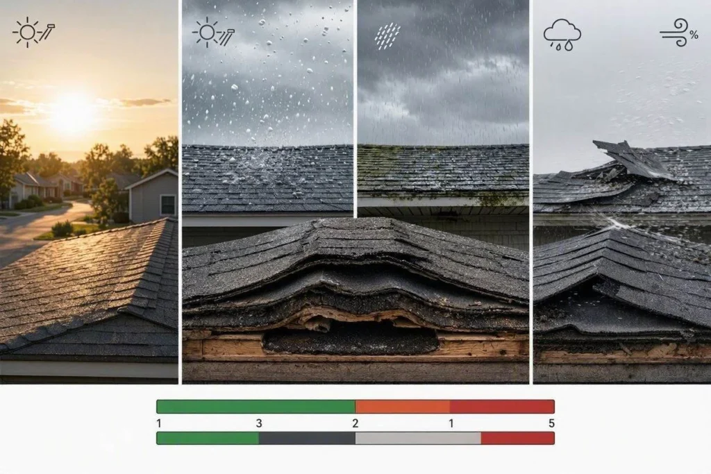 Texas weather affecting the lifespan of a residential roof in McKinney