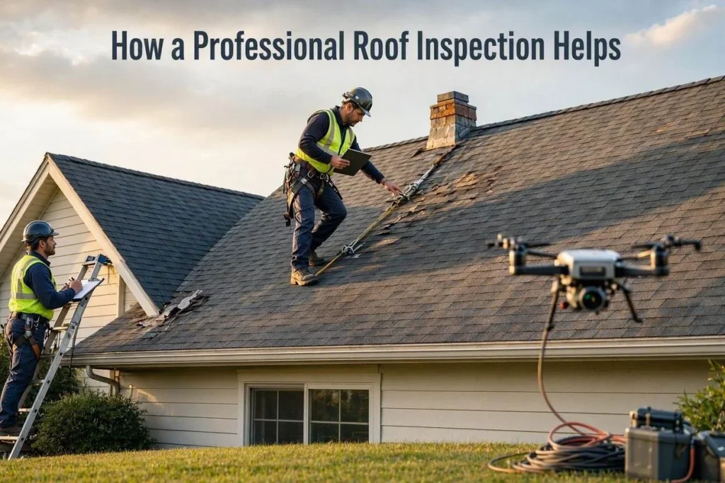 Professional roof inspection by a roofing contractor in McKinney, Texas