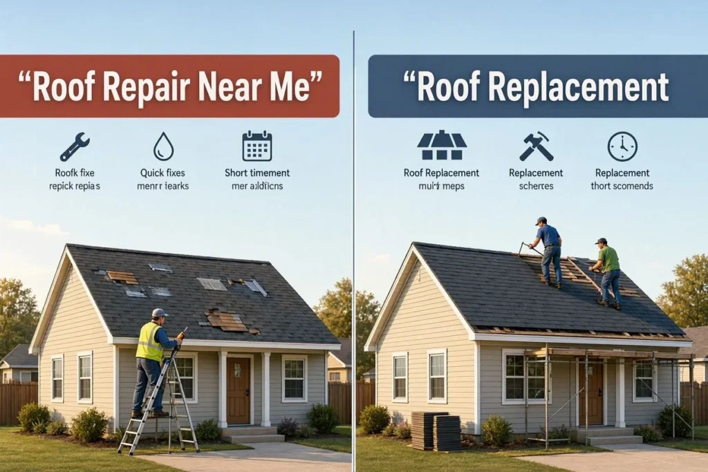Roof Repair Near Me vs. Roof Replacement