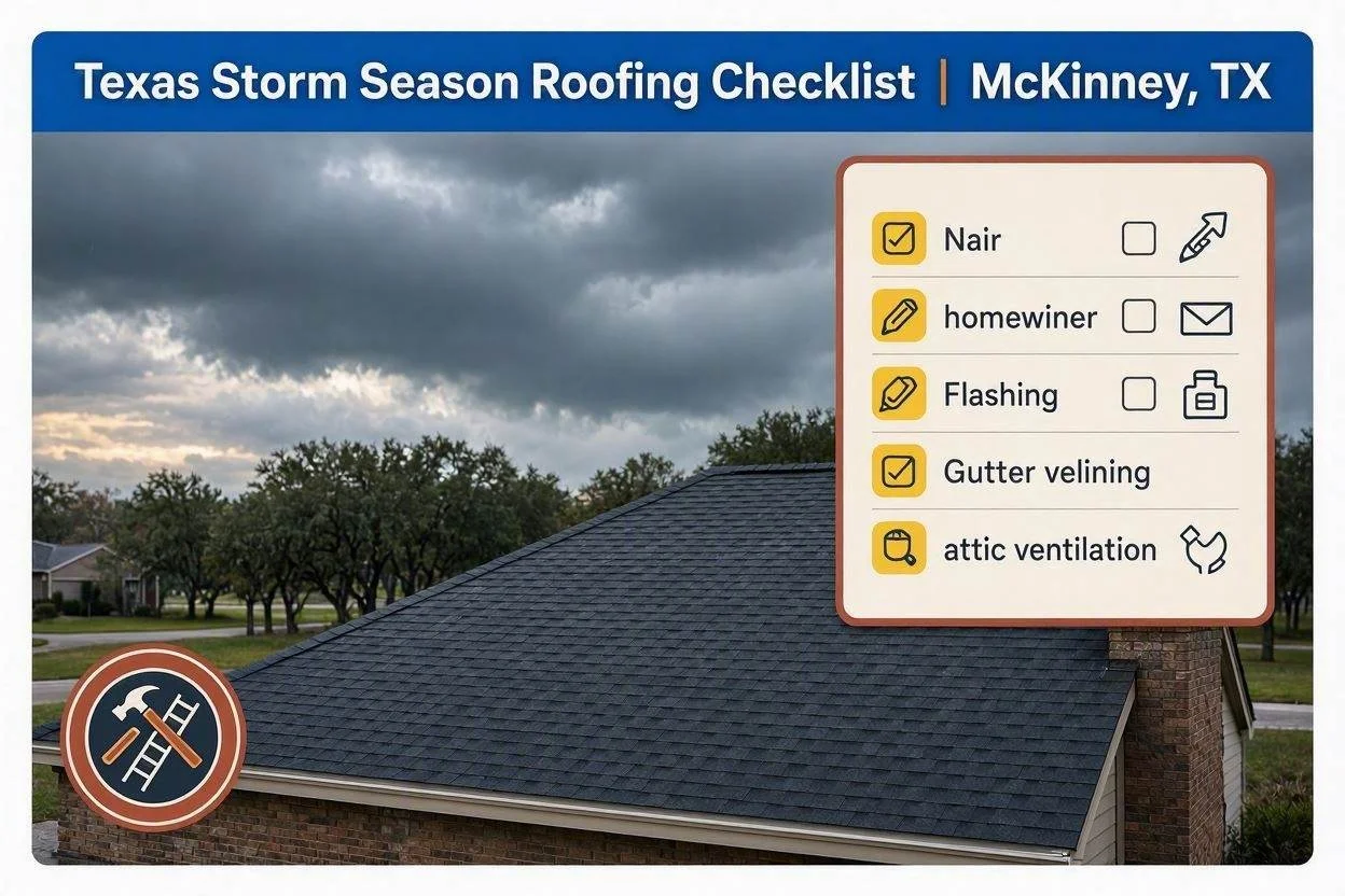Texas storm season roofing checklist for preparing a residential roof in McKinney TX
