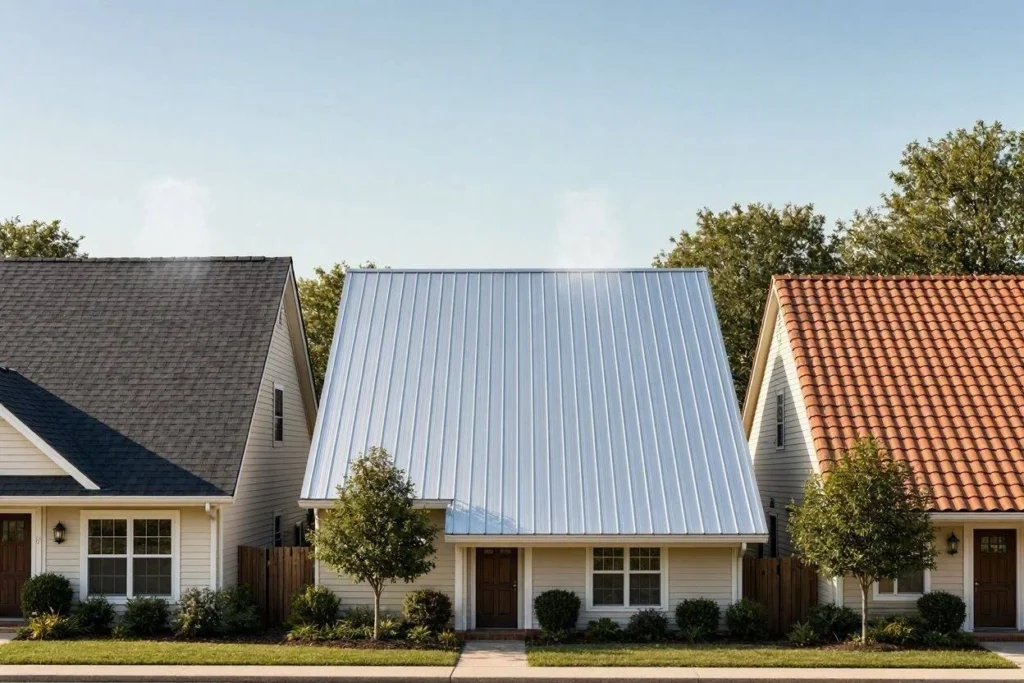 Energy-efficient metal roof helping reduce cooling costs for a home in McKinney, Texas